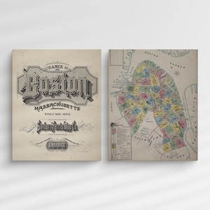 Boston MA 1885 Vintage Map | Historic Canvas Wall Art or Framed Print | Antique City Map Reprint | Ready-to-Hang Décor