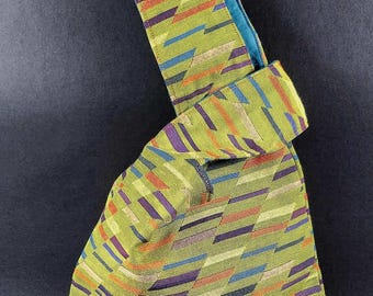 Borsa A Nodo Giapponese In Seta – Pieghevole, Tote Bag Da Polso, Multicolore, 34x24cm, Unisex