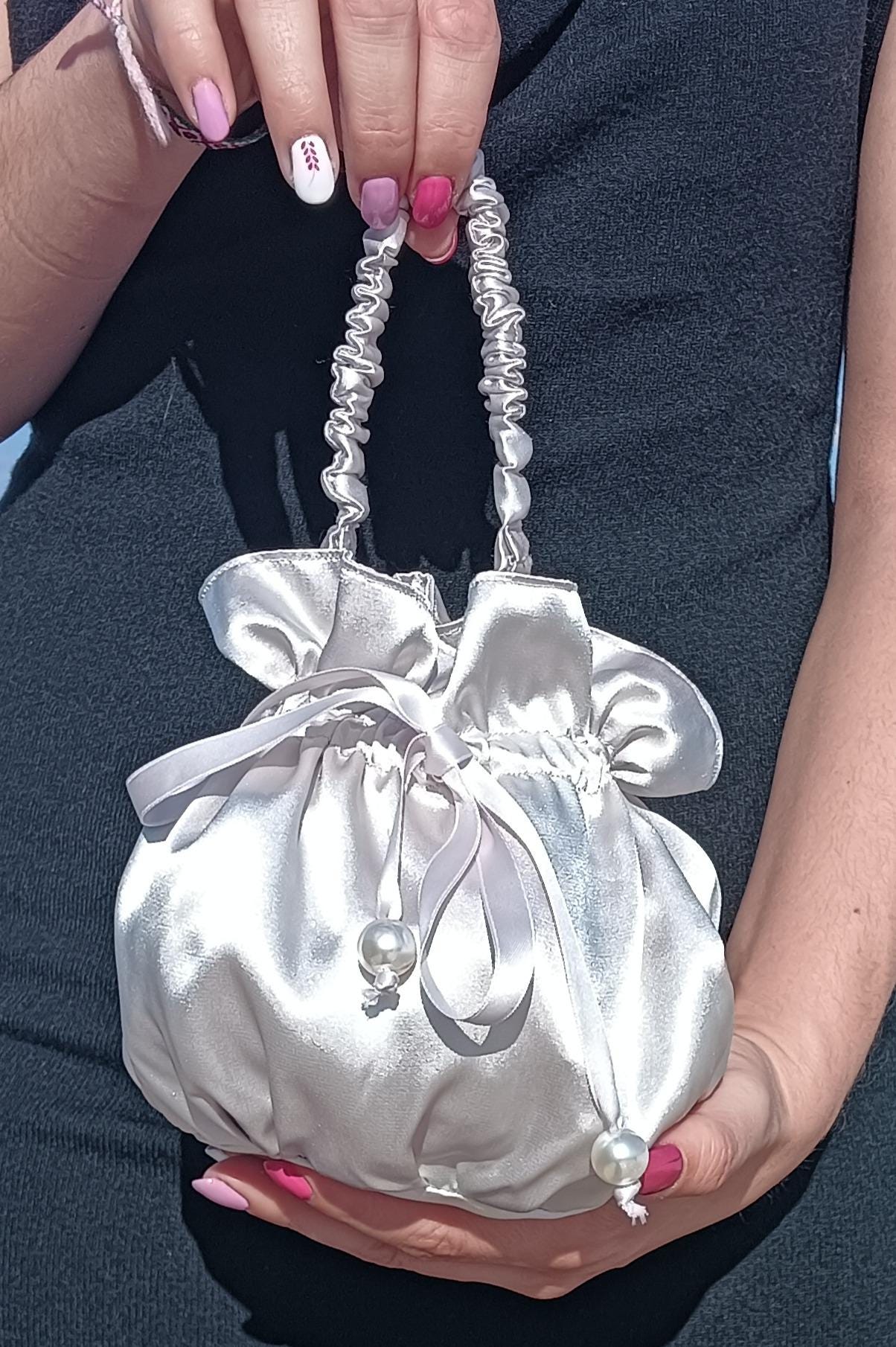 Borsetta Da Donna OneMoreT Con Brillantini Argento E Rosa - Pochette Elegante Per Matrimoni, Feste E Serate - 3