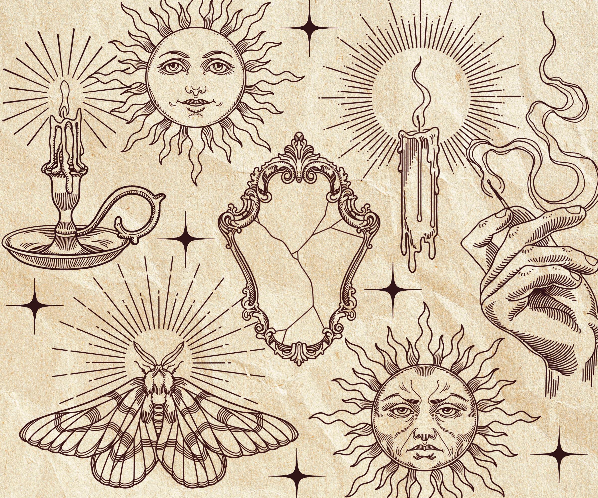 Procreate Tattoo Flash Stamps: 50 Hand-drawn Engravings + Pngs | Skulls ...