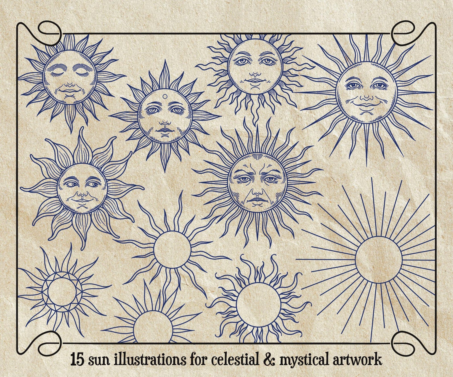 Celestial Procreate Stamps – Sky Elements Brush Set | Suns, Moons ...