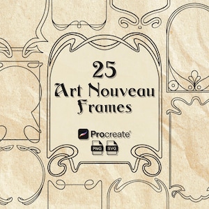 Sellos Art Nouveau: Pinceles de Procreate dibujados a mano, PNG, SVG (Descarga digital)