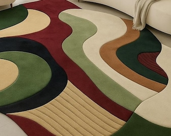 Modern Irregular Hand Tufted Wool Rug for Living Room