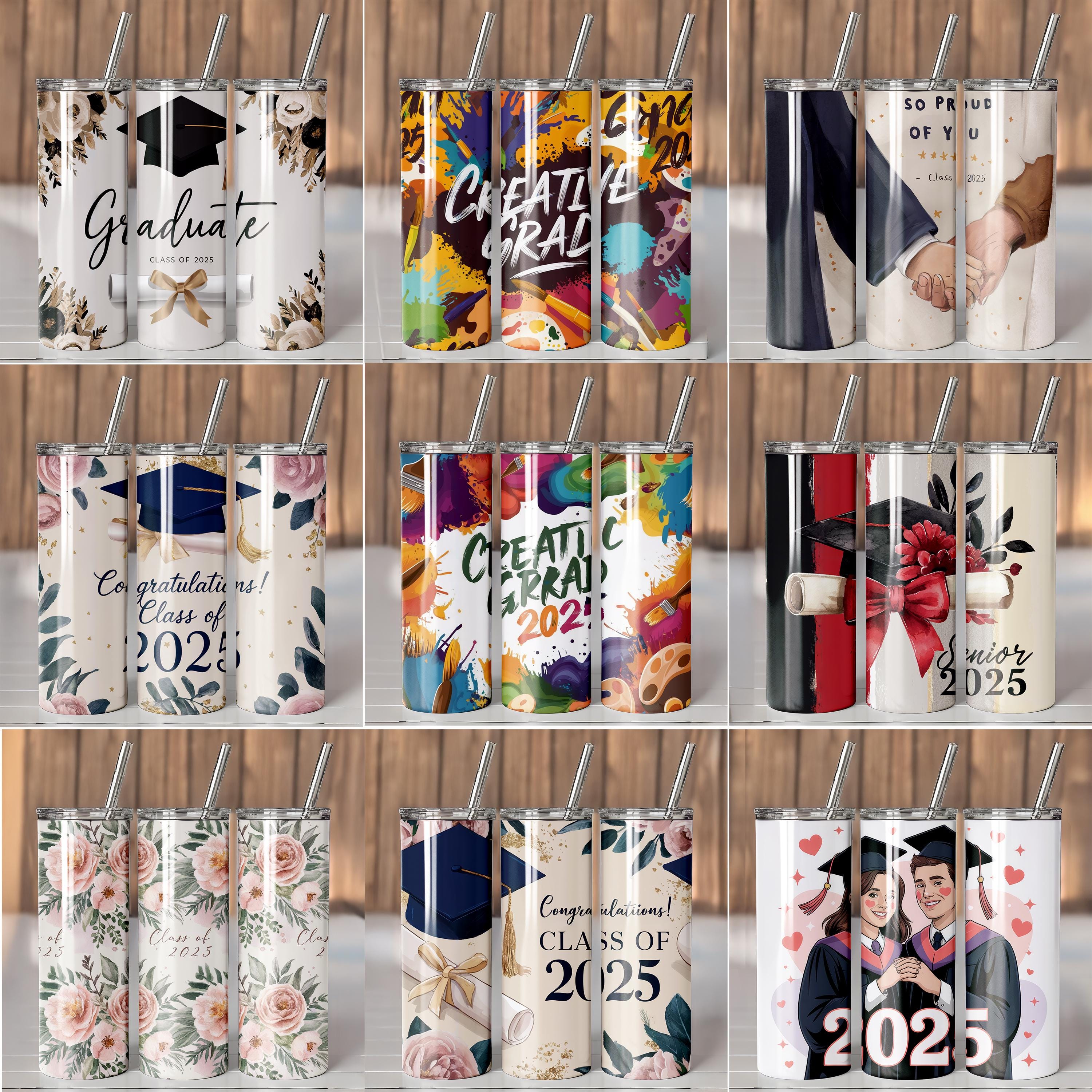 Graduation Tumbler Wrap PNG Bundle: 20oz Skinny Sublimation, Class of ...