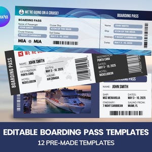 Editable Boarding Pass Template – Printable Travel Ticket – Canva Editable – Instant Download
