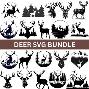 Deer SVG Bundle: Forest Silhouette Vector Graphics (Digital Download)