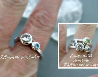 5mm and 3mm medium stacker - Birthstone Ring - Stacking Ring