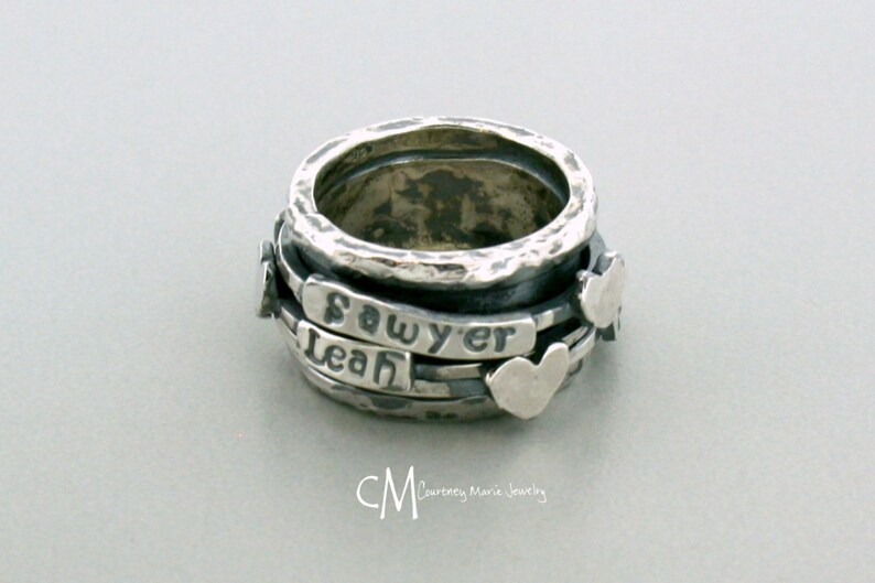 Spinner ring with three bands mothers ring personalized Etsy
