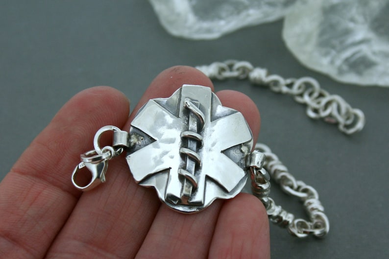 Medic Alert Bracelet Medical ID Bracelet Sterling silver Etsy