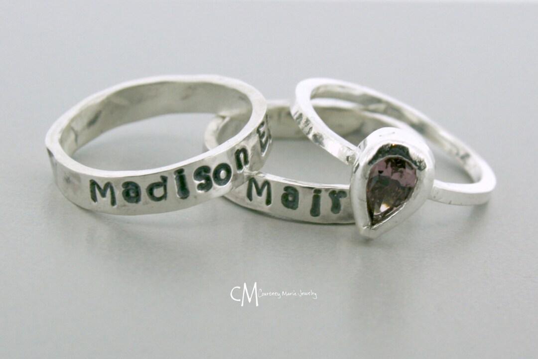 Stackable Name Rings - Silver Stacking Rings - Handmade Ring - Mothers ...