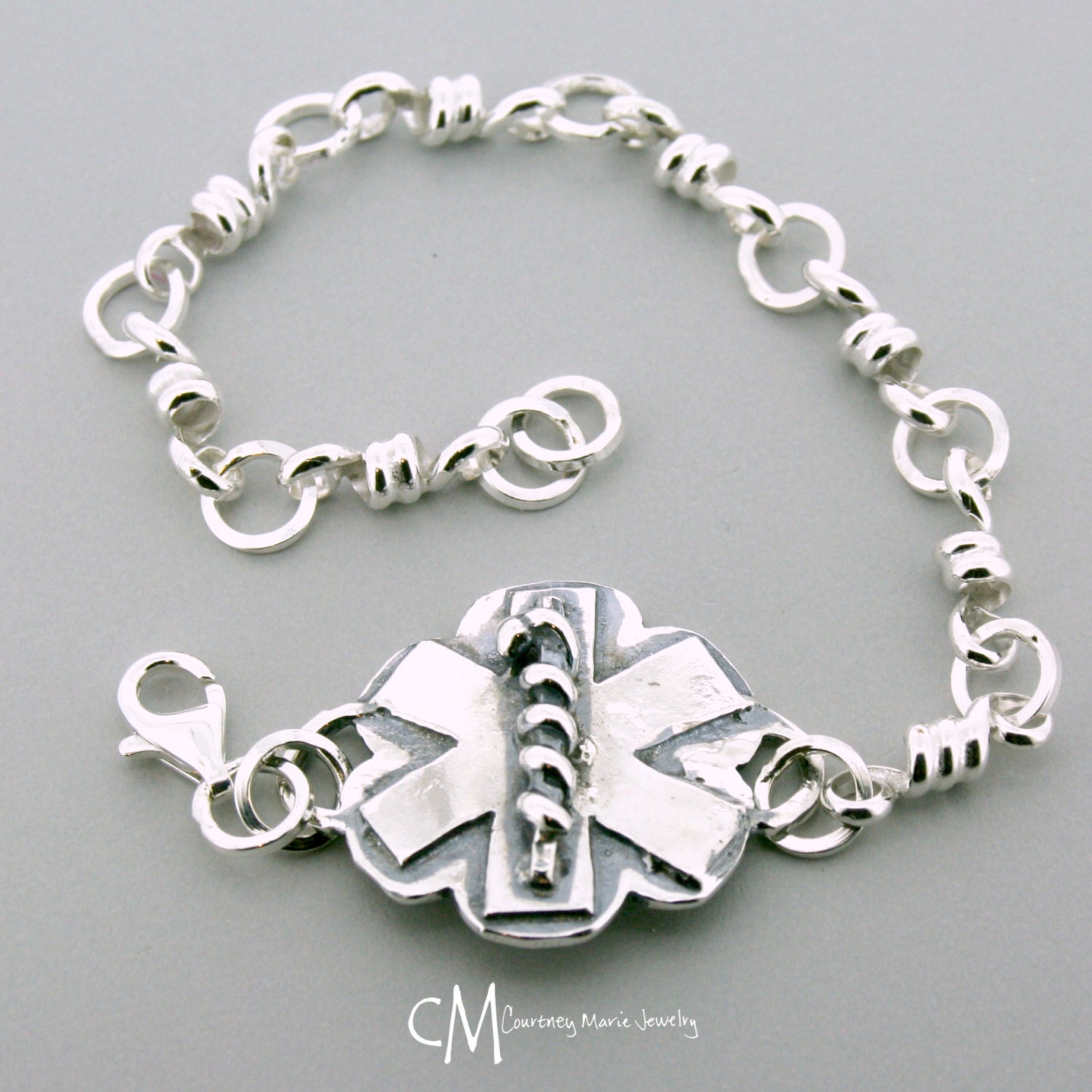 Medic Alert Bracelet Medical ID Bracelet Sterling silver Etsy