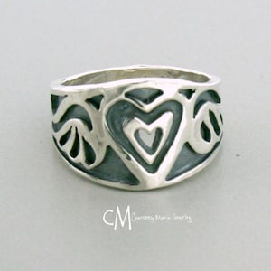 Heart With Wings Ring - Silver Heart Ring - Angel Ring - Handmade Heart Ring - Angel Wings Ring