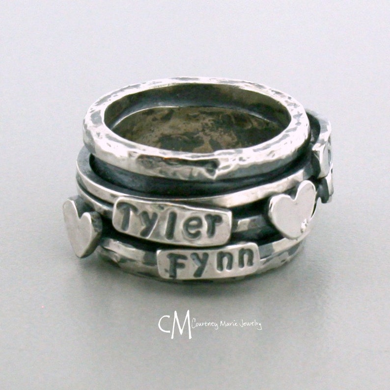 Spinner ring with three bands mothers ring personalized Etsy