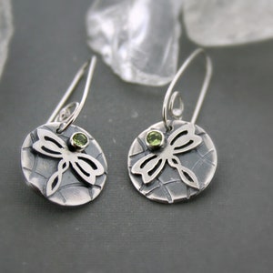 Sterling Silver Dragonfly Earrings - Dragonfly Jewelry - Gemstone Earrings - Birthstone Jewelry - Silver Dragonfly Gift