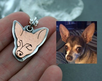 Pet Charm Custom - Dog Pendant - Sterling Silver Dog Charm - Mixed Metal Pendant - Fur Mama Gift