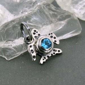 Silver Sea Turtle Charm - Turtle Jewelry - Silver Turtle Charm - Birthstone Charm