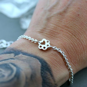Dog Paw Print Bracelet - Silver Paw Print Chain Bracelet