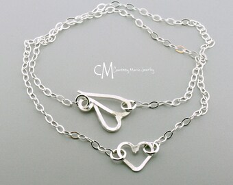 Heart Chain Necklace - Silver Chain - Handmade Heart - Valentine necklace - Valentine Gift - Gift for her - handmade jewelry - metal smith