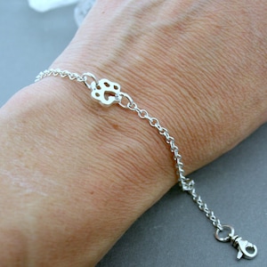 Silver Paw Print Chain Bracelet - Dog Paw Print Bracelet