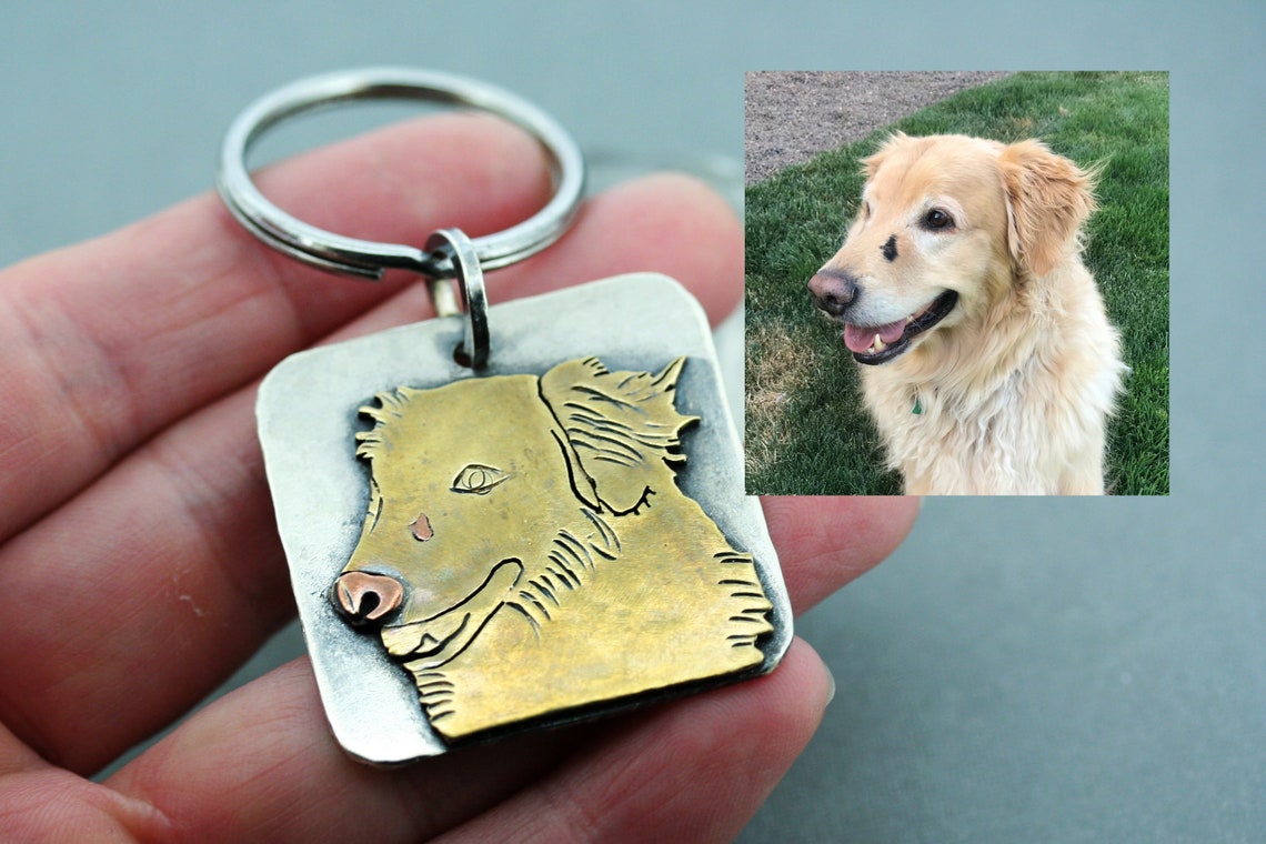 Dog Keychain Custom Custom Sterling Silver Keychain Dog Etsy