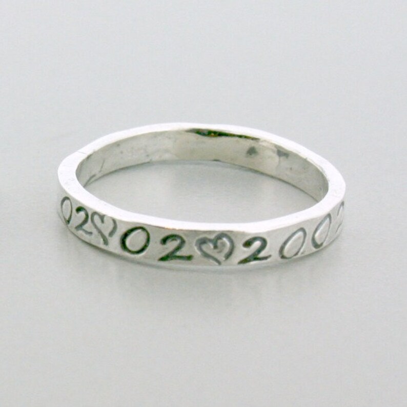 Stamped Ring Sterling Silver Stamped Ring Band Name Ring Stackable Sterling Silver Name Rings For Women image 3