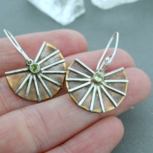 Gemstone Burst Earrings - Mixed metal Drops