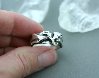 Dragon Ring - Silver Flame Ring - Ring of Fire - Unisex Dragon Ring - Hot Rod Flames
