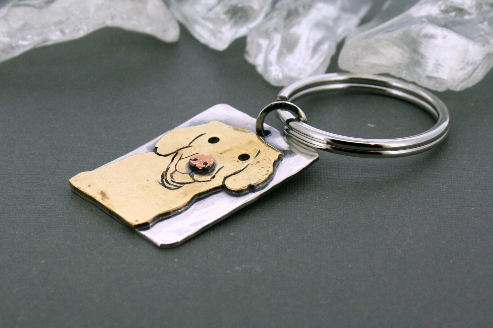 Dog Keychain Custom Custom Sterling Silver Keychain Dog Etsy
