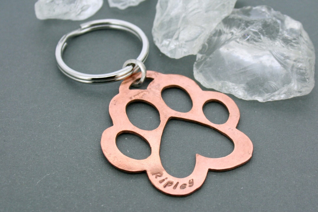 Dog Paw Keychain Paw Print Keychain Dog Loss Gift Pet Etsy