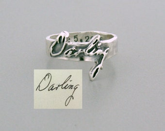 Signature Ring - Mommy Gift - Ring Finger - Signature Jewelry - Silver Signature Ring - Custom Silver Ring