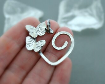 Stamped silver butterfly Charm Holder