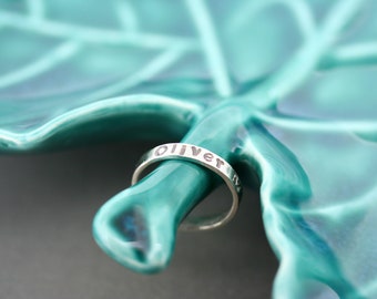 Stamped Ring Sterling Silver - Stamped Ring Band - Name Ring Stackable Sterling Silver - Name Rings For Women