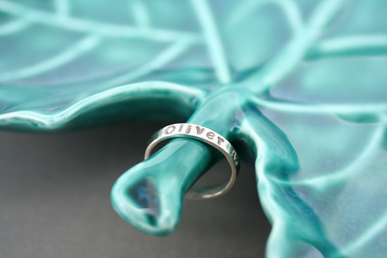 Stamped Ring Sterling Silver Stamped Ring Band Name Ring Stackable Sterling Silver Name Rings For Women image 1