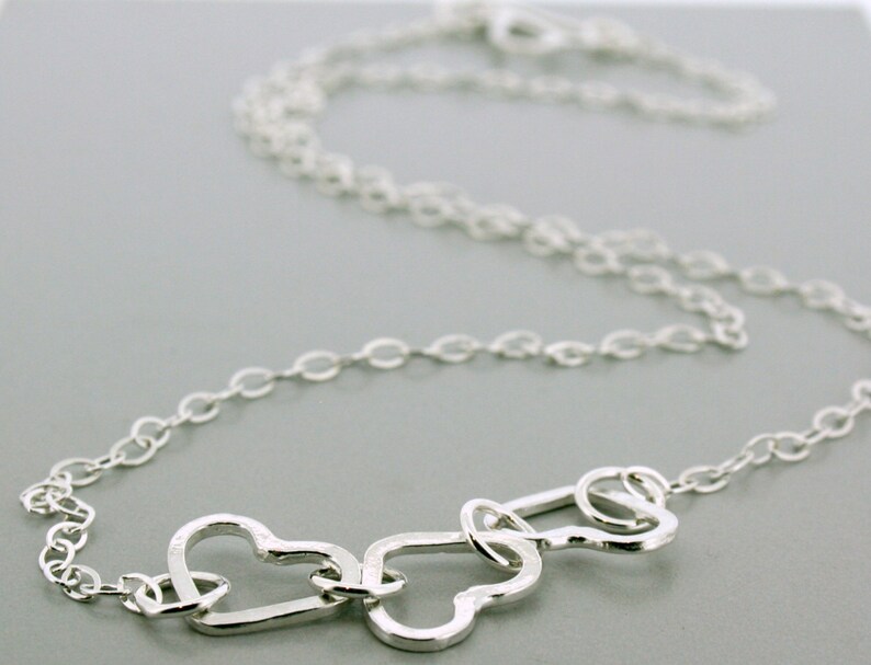 Sterling Silver Necklace Gift Silver Heart Necklace Three Heart Necklace Heart Necklace Sterling Heart Necklace