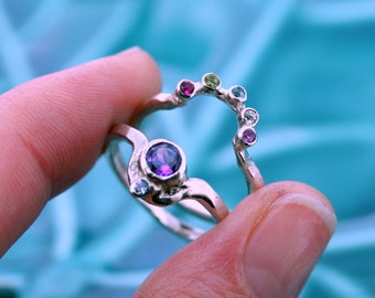 7 stone Puzzle Ring - Gemstone Ring Set - Birthstone Rings - Mother's Ring - Anniversary Ring Set - Bridal Set