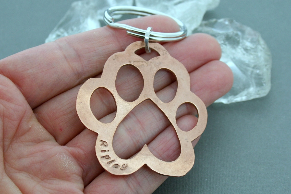 Dog Paw Keychain Paw Print Keychain Dog Loss Gift Pet Etsy