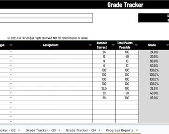 Grade Tracker & Progress Report for The Organized Homeschooler