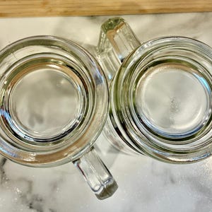 Vintage Set of 2 Mickey Mouse Handled Clear Glass Mug Stein Walt Disney image 6