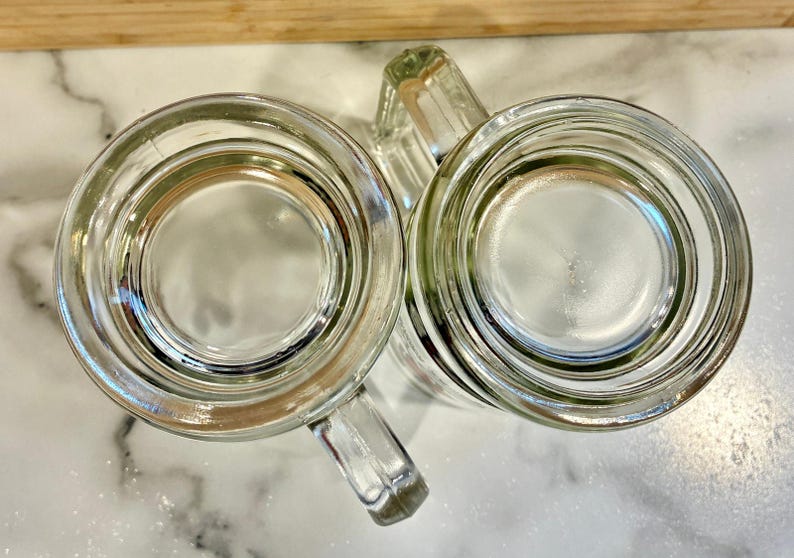 Vintage Set of 2 Mickey Mouse Handled Clear Glass Mug Stein Walt Disney image 6