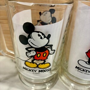 Vintage Set of 2 Mickey Mouse Handled Clear Glass Mug Stein Walt Disney image 3