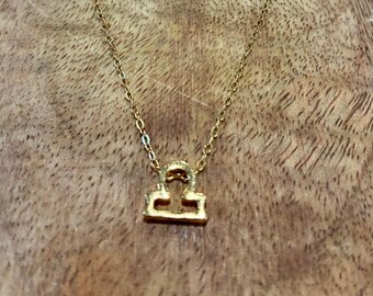 Handmade Libra Zodiac Necklace Gold Tone Astrology Celestial 19”