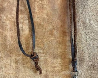 Handmade Double Feather Necklace Brown Leather Cord Boho Western 30”