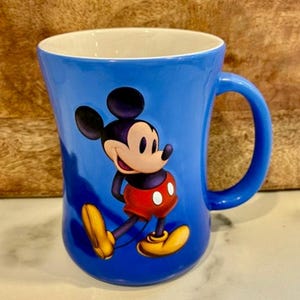 Vintage 1990s Walt Disney World 3D Mickey Mouse Blue Mug 12 Oz image 1