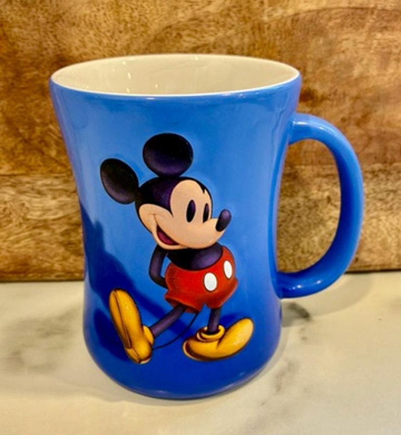 Vintage 1990s Walt Disney World 3D Mickey Mouse Blue Mug 12 Oz image 1