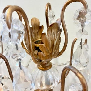 Vintage Pair Opulent Treasures Chandelier Rosette Candle Holders w Crystals image 4