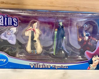 Disney Villains Figurine Lot of 4 - New in Box - Maleficent Ursula Cruella Hook