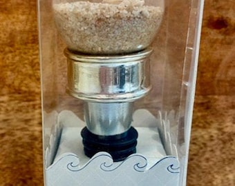 Kate Aspen Seaside Sand And Sea Shell Filled Globe Wine Bottle Stopper
