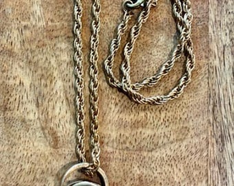 Handmade Interlocking Rings Necklace Gold Tone Rope Chain 19”