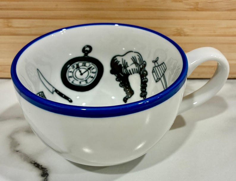 Taza de té blanca y azul con adivinación de la fortuna de Molly Hatch Fortuitous Anthropologie 2012 imagen 1