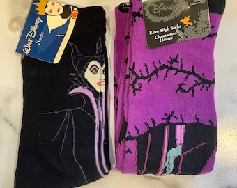 Disney Princess Villains Socks 2 Pair Multicolor Crew & Knee High NWT Size 9-11